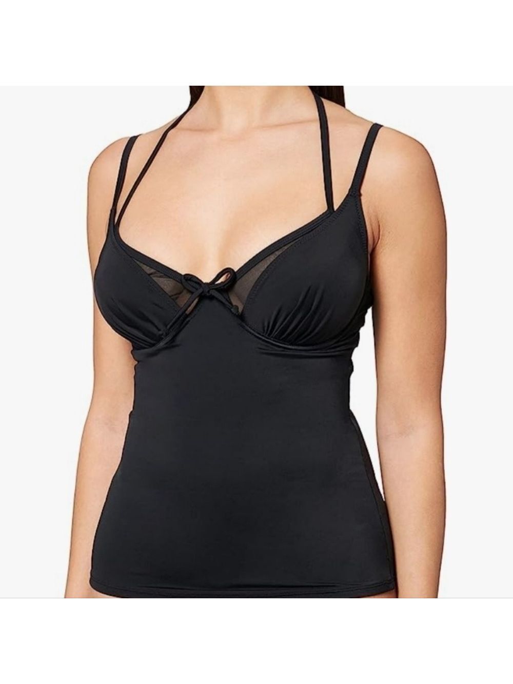 Pour Moi Black Space Tankini Top 34C NWT Built-In Bra NWT
